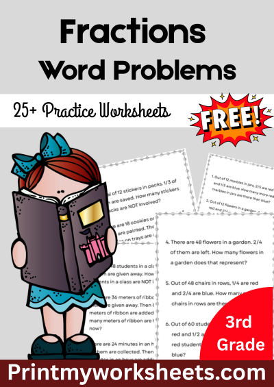 3rd Grade Fractions Word Problems Worksheets PDF – Math Practice Pack for Review, Test Prep & Daily Spiral Work