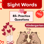 Kindergarten Valentine’s Day Sight Words Worksheets PDF