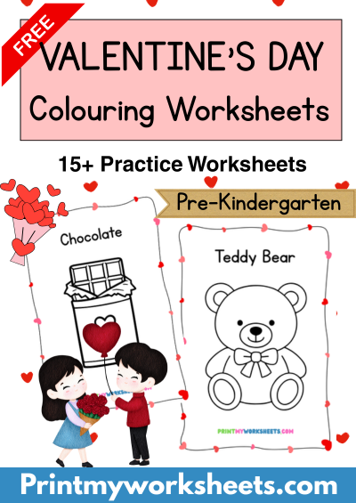 Pre-K Valentine’s Day Coloring Worksheets PDF