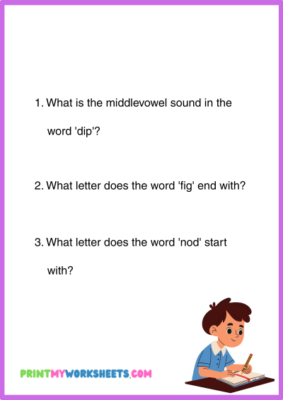 Pre-K Phonics CVC Words Worksheets PDF | Free Downloadable