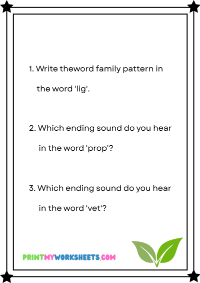 Pre-K Word Families Worksheets PDF | Free Downloadable