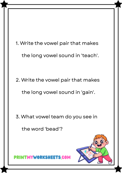 Pre-K Vowel Teams Worksheets PDF | Free Downloadable