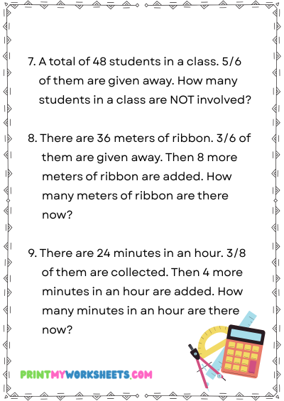 3rd Grade Fractions Word Problems Worksheets PDF – Math Practice Pack for Review, Test Prep & Daily Spiral Work 4 3rd Grade Fractions Word Problems Worksheets PDF – Math Practice Pack for Review, Test Prep & Daily Spiral Work - Image 4