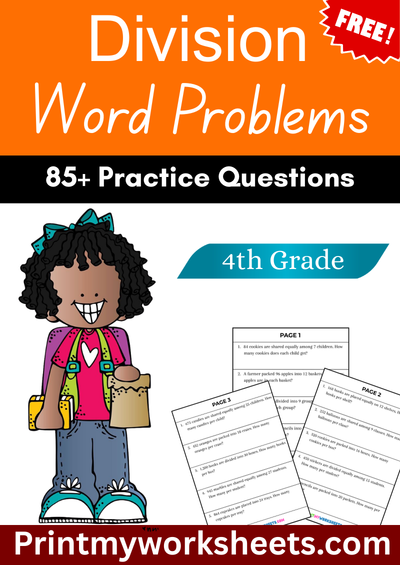 4th Grade Division Word Problems Worksheets PDF