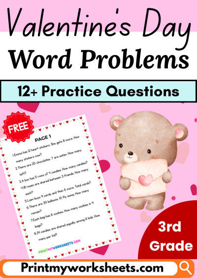 3rd Grade Valentines Day Math Word Problems PDF US