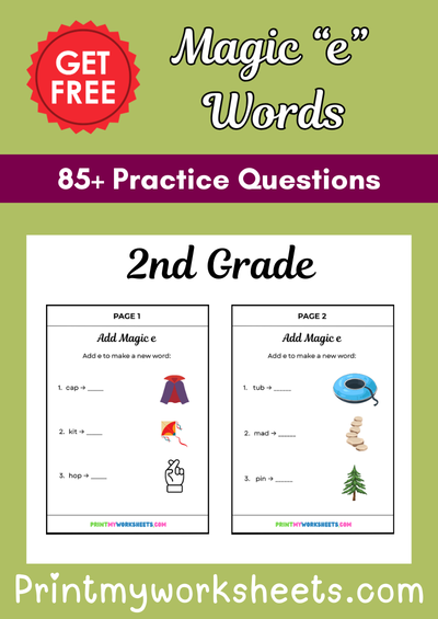 2nd Grade Magic E Words Worksheets PDF Free