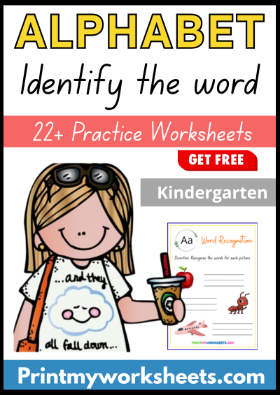 Kindergarten Alphabet Identify Word Worksheets PDF