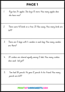 2nd Grade Math Word Problems Worksheets PDF – Standards-Based Math ...