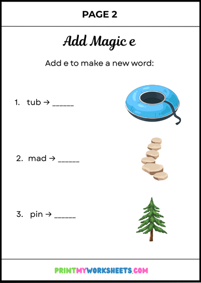 2nd Grade Magic E Words Worksheets PDF – Printable Phonics Practice with Answer Key 3 2nd Grade Magic E Words Worksheets PDF – Printable Phonics Practice with Answer Key - Image 3