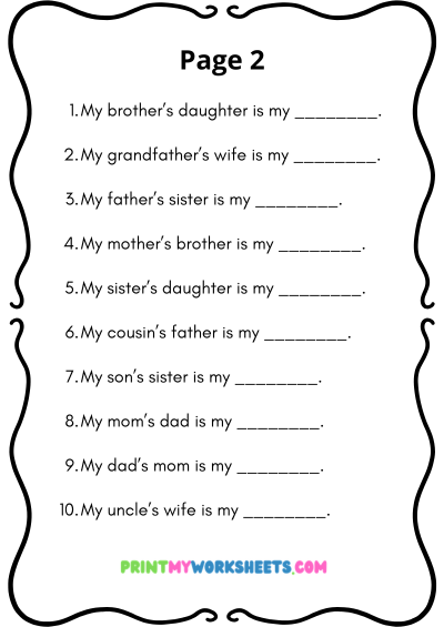 2nd Grade Family Members Worksheets PDF Free | English Downloadable 3 2nd Grade Family Members Worksheets PDF Free | English Downloadable - Image 3