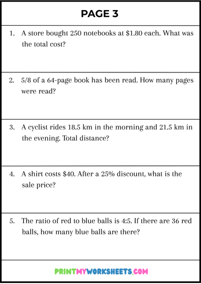 6th Grade Math Word Problems Worksheets PDF | Free Downloadable 4 6th Grade Math Word Problems Worksheets PDF | Free Downloadable - Image 4