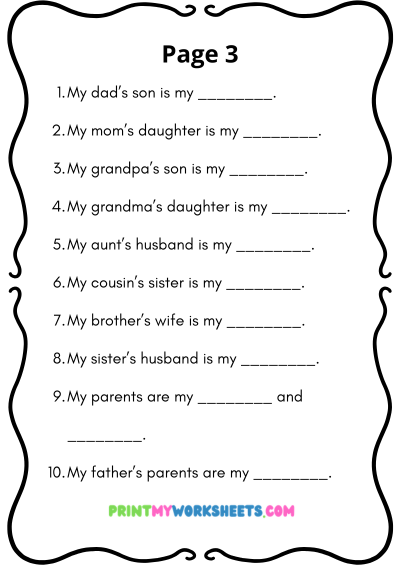 2nd Grade Family Members Worksheets PDF Free | English Downloadable 4 2nd Grade Family Members Worksheets PDF Free | English Downloadable - Image 4