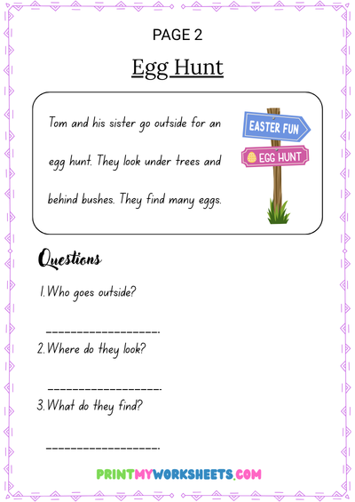 1st Grade Easter Day Reading Comprehension | Free Downloadable PDF 3 1st Grade Easter Day Reading Comprehension | Free Downloadable PDF - Image 3