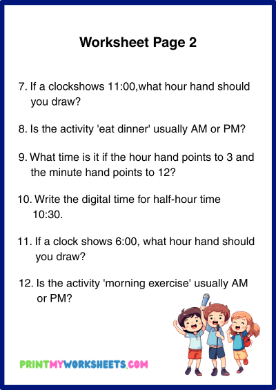 1st Grade Time Hour Half Hour Worksheets | Free Downloadable Maths 3 1st Grade Time Hour Half Hour Worksheets | Free Downloadable Maths - Image 3