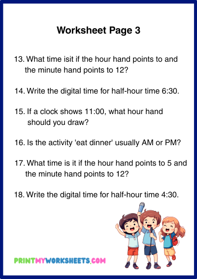 1st Grade Time Hour Half Hour Worksheets | Free Downloadable Maths 4 1st Grade Time Hour Half Hour Worksheets | Free Downloadable Maths - Image 4