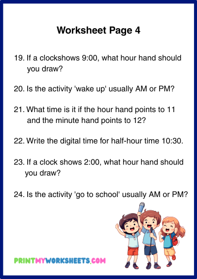 1st Grade Time Hour Half Hour Worksheets | Free Downloadable Maths 5 1st Grade Time Hour Half Hour Worksheets | Free Downloadable Maths - Image 5
