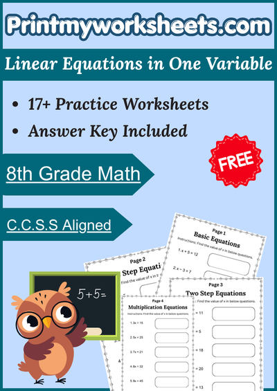 8th grade linear equations one variable worksheet