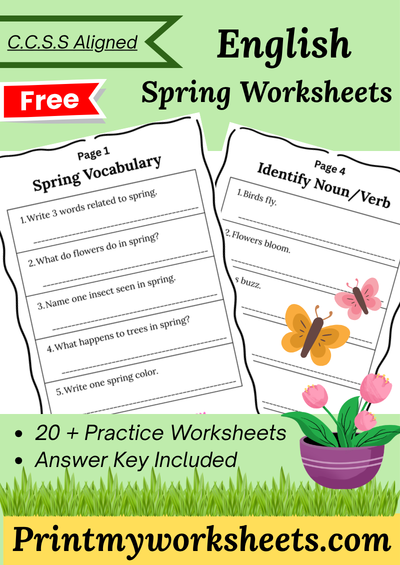 4th Grade Spring English Worksheets PDF