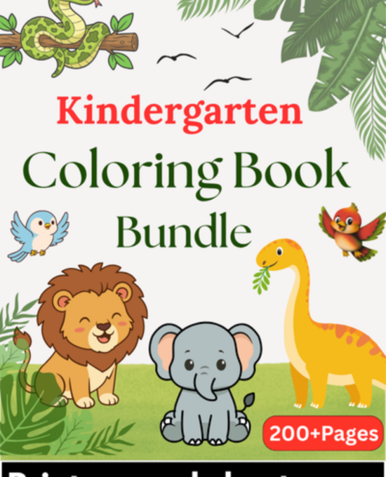 Kindergarten Coloring Book Bundle Worksheets | Downloadable PDF