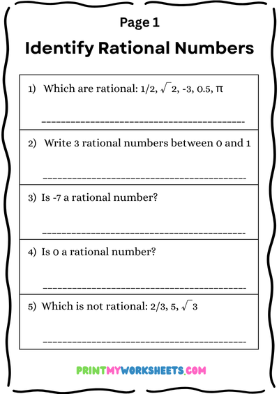 8th grade rational numbers worksheet | Downloadable Free PDF
