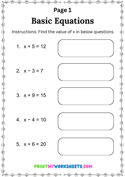 8th grade linear equations one variable worksheet | Free Downloadable PDF