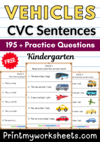 100+ Free CVC Sentences for Kindergarten — PDF Download - Print My ...
