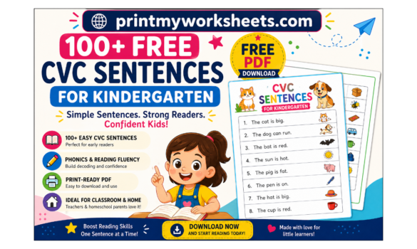 100+ Free CVC Sentences for Kindergarten — PDF Download