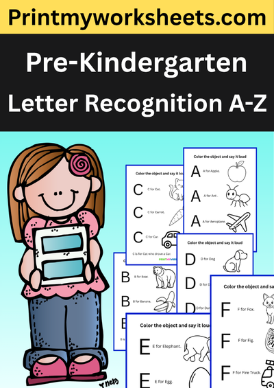 Pre-KG Letter Recognition A-Z Worksheets PDF