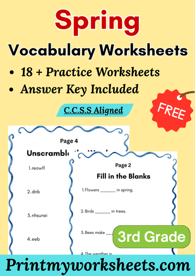 3rd Grade Spring Vocabulary Worksheets