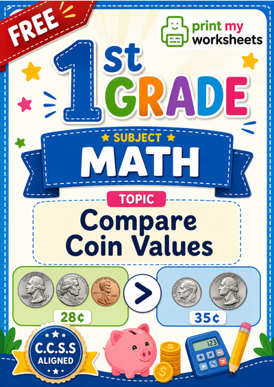 1st Grade Compare Coin Values Worksheets