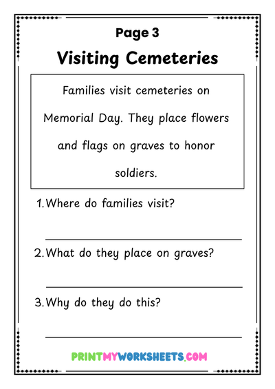 5th Grade Memorial Day Reading Worksheets | Free Downloadable PDF 4 5th Grade Memorial Day Reading Worksheets | Free Downloadable PDF - Image 4