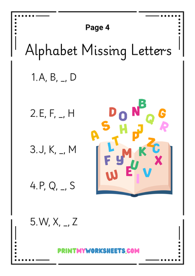 Kindergarten Missing Letter Worksheets PDF | Free Downloadable PDF 5 Kindergarten Missing Letter Worksheets PDF | Free Downloadable PDF - Image 5