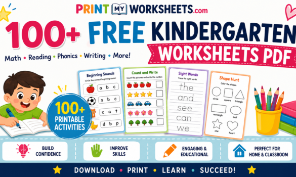 00+ free kindergarten worksheets PDF printable learning activities for math reading phonics and writing