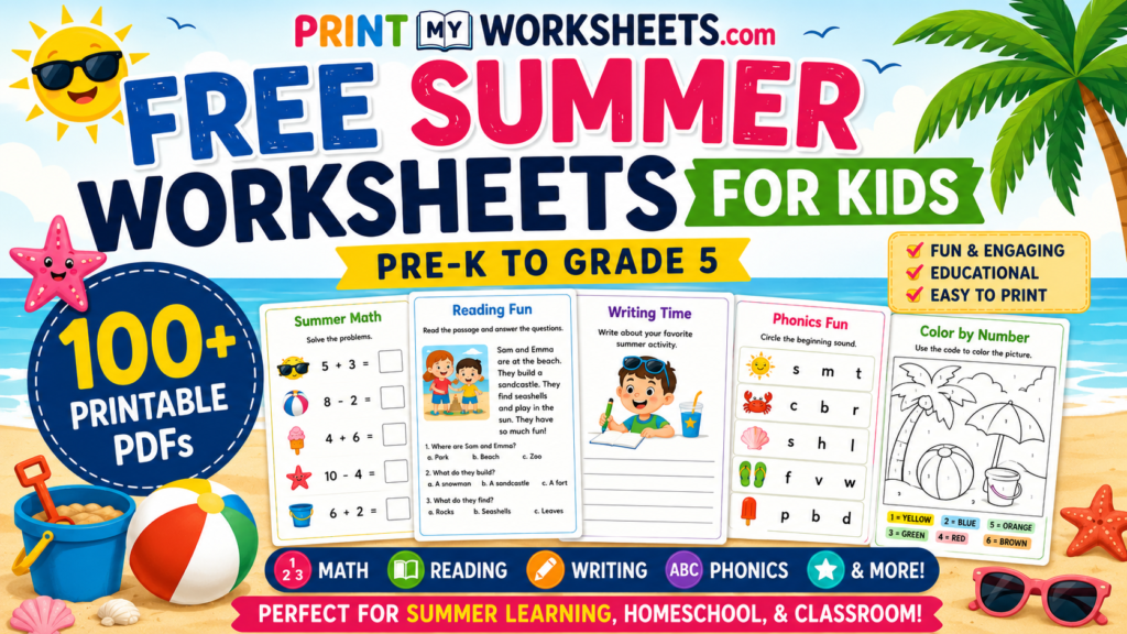 Free Summer Worksheets for Kids (Pre-K to Grade 5) – 100+ Printable ...