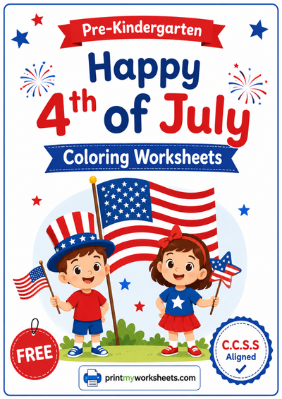 Pre-K Happy 4th of July Coloring Worksheets