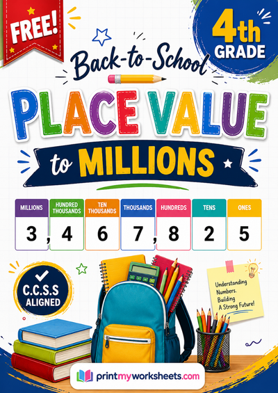 4th Grade Place Value to Millions Worksheets PDF
