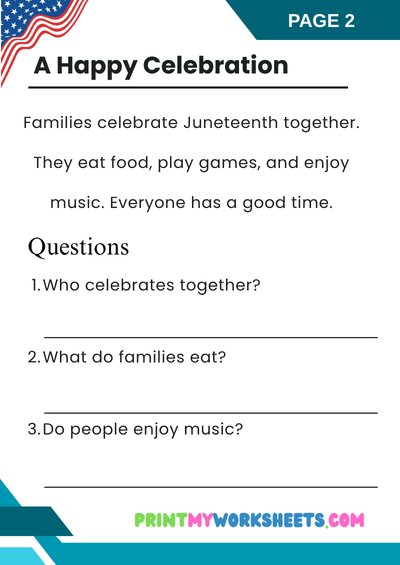 1st Grade Juneteenth Reading Comprehension | Free Downloadble PDF 3 1st Grade Juneteenth Reading Comprehension | Free Downloadble PDF - Image 3