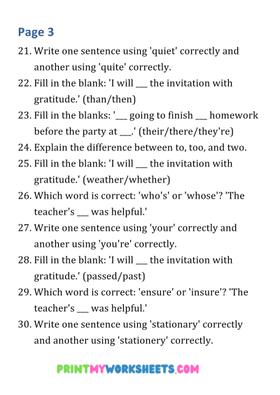 6th Grade Commonly Confused Words Worksheets PDF | Free Downloadable PDF 4 6th Grade Commonly Confused Words Worksheets PDF | Free Downloadable PDF - Image 4