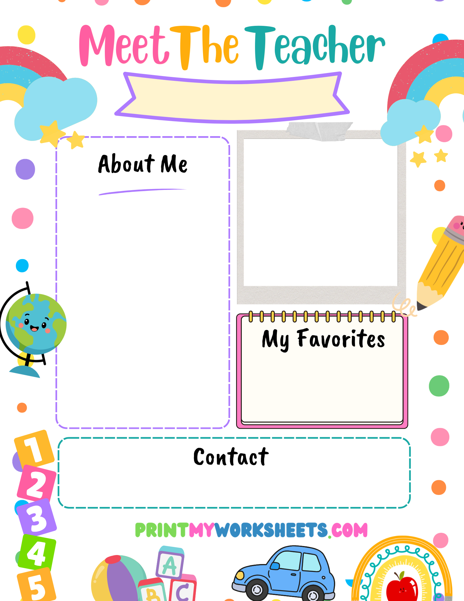 Meet the Teacher Worksheets PDF Printable Activity | Free Downloadable 5 Meet the Teacher Worksheets PDF Printable Activity | Free Downloadable - Image 5