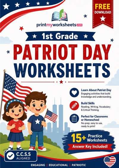 1st Grade Patriot Day Printable Worksheets PDF