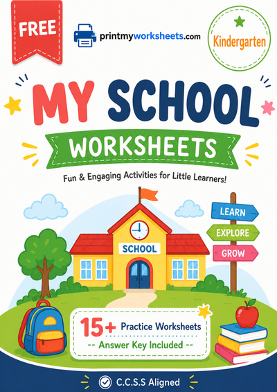 Kindergarten My School Worksheets