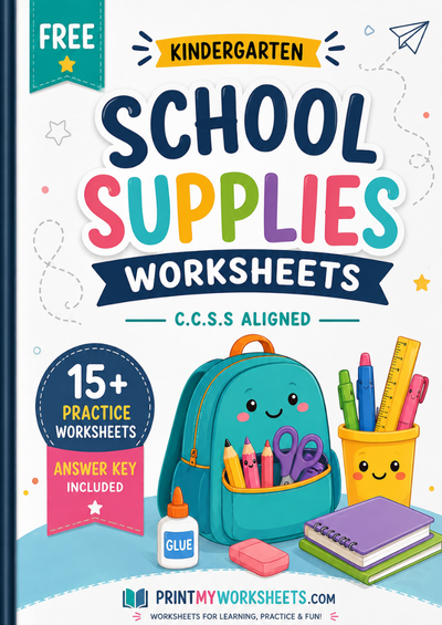 Kindergarten School Supplies Printable Worksheets