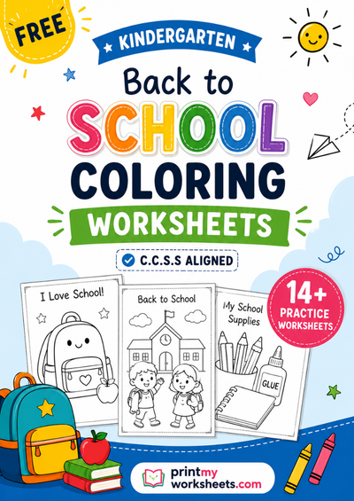 Kindergarten Back to School Coloring Worksheets