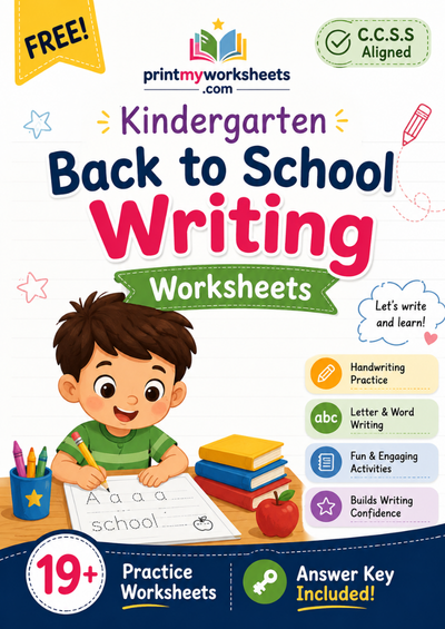 Kindergarten Back to School Writing Worksheets