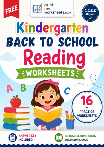 Kindergarten Back to School Reading Worksheets