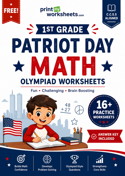 1st Grade Patriot Day Math Olympiad Worksheets