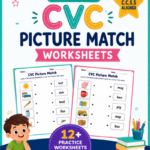 1st Grade CVC Picture Match Worksheets