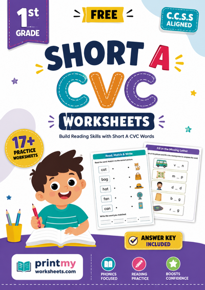 1st Grade Short A CVC Worksheets