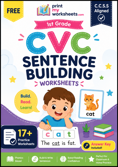 1st Grade CVC Sentence Building Worksheets