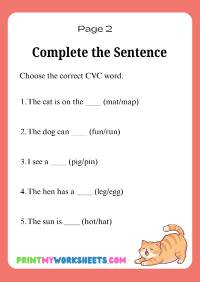 1st Grade CVC Sentence Building Worksheets | Free Downloadable PDF 3 1st Grade CVC Sentence Building Worksheets | Free Downloadable PDF - Image 3